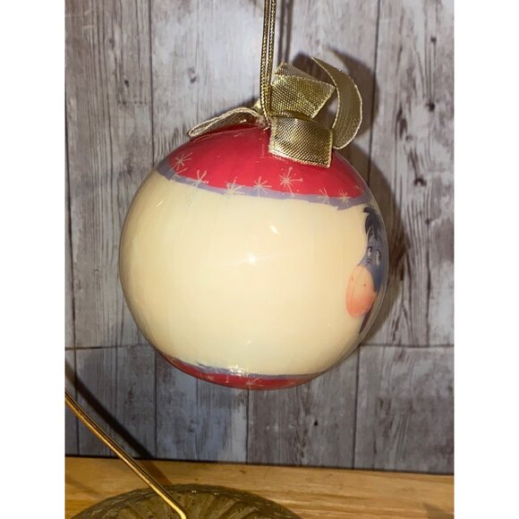 Disney Winnie The Pooh Eeyore Christmas Ornament With Gold Ribbon Decoupage Look - Picture 3 of 7